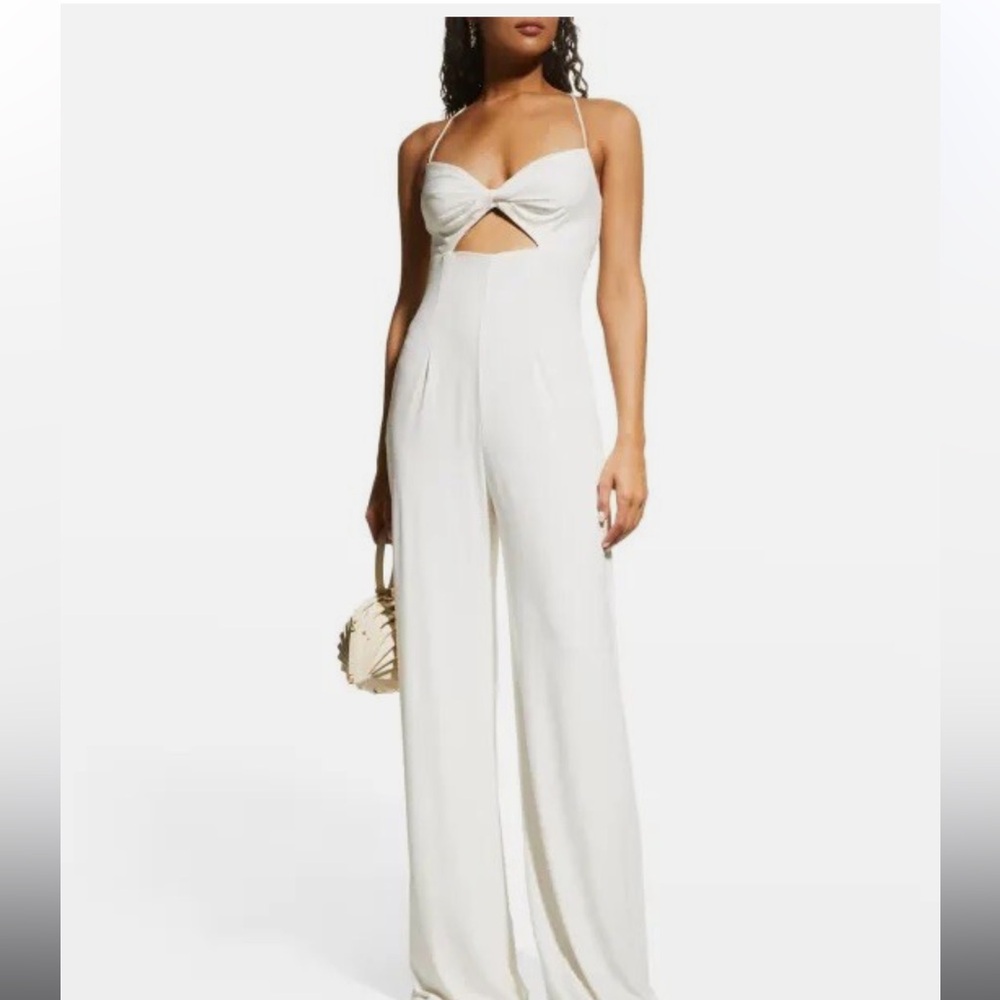 Tadashi Shoji Cream Halter Jumpsuit